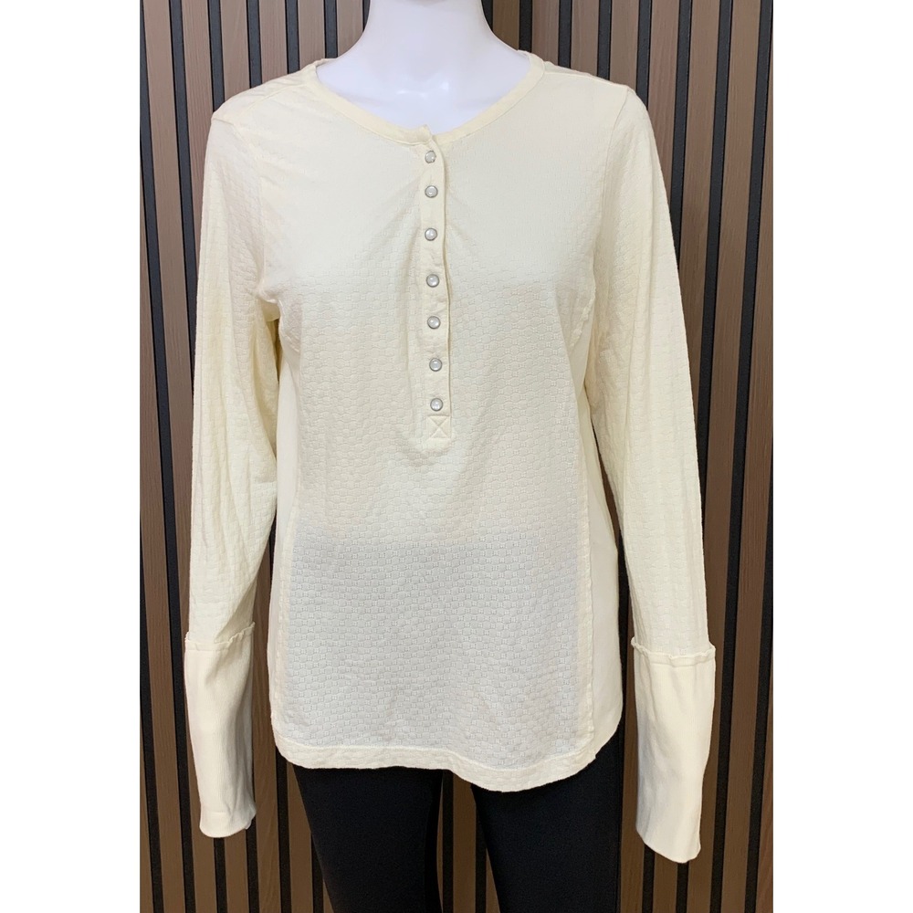Idyllwind Miranda Lambert Cream Waffle Knit Henley Long Sleeve Top Ivory M